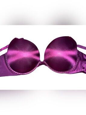 Victoria's Secret Plum Satin Push-Up Bra with Stud Accents